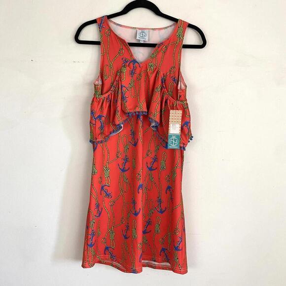 TRACY NEGOSHIAN red hadley anchor cold shoulder mini dress - Picture 1 of 6